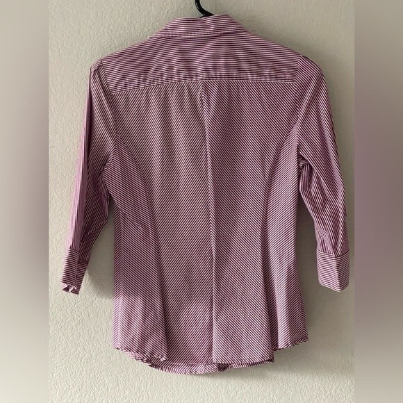 Express Design Studios Maroon 3/4 Sleeve Button Down Dress Shirt Size M Fitted - Picture 6 of 8